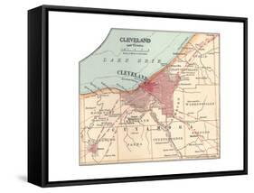 Map of Cleveland (C. 1900), from the 10th Edition of Encyclopaedia Britannica, Maps-Encyclopaedia Britannica-Framed Stretched Canvas