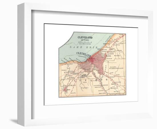 Map of Cleveland (C. 1900), from the 10th Edition of Encyclopaedia Britannica, Maps-Encyclopaedia Britannica-Framed Giclee Print