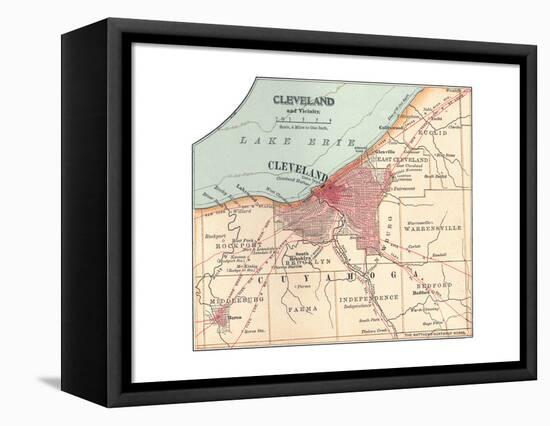 Map of Cleveland (C. 1900), from the 10th Edition of Encyclopaedia Britannica, Maps-Encyclopaedia Britannica-Framed Stretched Canvas