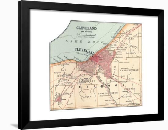 Map of Cleveland (C. 1900), from the 10th Edition of Encyclopaedia Britannica, Maps-Encyclopaedia Britannica-Framed Giclee Print