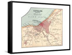 Map of Cleveland (C. 1900), from the 10th Edition of Encyclopaedia Britannica, Maps-Encyclopaedia Britannica-Framed Stretched Canvas