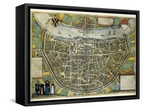 Map of Cologne-Abraham Ortelius-Framed Stretched Canvas