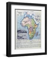 Map of Colonial Africa, from a School Book, Published in 1911-Charles Lacoste-Framed Premium Giclee Print