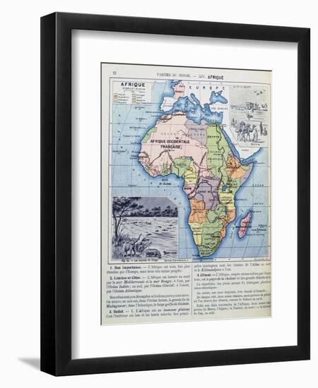 Map of Colonial Africa, from a School Book, Published in 1911-Charles Lacoste-Framed Premium Giclee Print