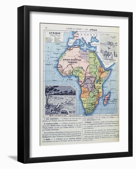 Map of Colonial Africa, from a School Book, Published in 1911-Charles Lacoste-Framed Giclee Print