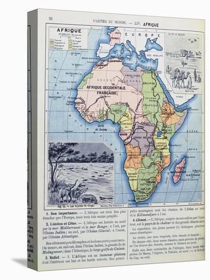 Map of Colonial Africa, from a School Book, Published in 1911-Charles Lacoste-Stretched Canvas