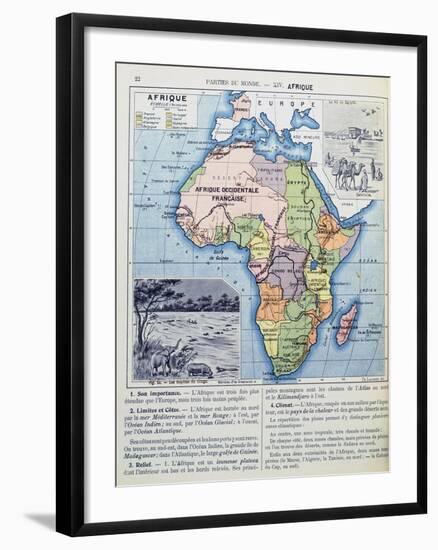 Map of Colonial Africa, from a School Book, Published in 1911-Charles Lacoste-Framed Giclee Print