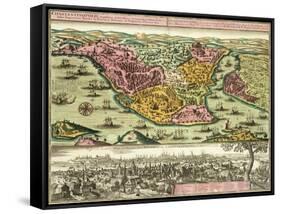 Map of Constantinople, Modern Day Istanbul, 1730, Turkey 18th Century-null-Framed Stretched Canvas