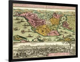 Map of Constantinople, Modern Day Istanbul, 1730, Turkey 18th Century-null-Framed Giclee Print