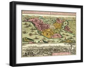 Map of Constantinople, Modern Day Istanbul, 1730, Turkey 18th Century-null-Framed Giclee Print