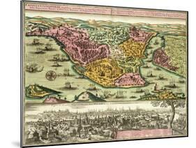 Map of Constantinople, Modern Day Istanbul, 1730, Turkey 18th Century-null-Mounted Giclee Print