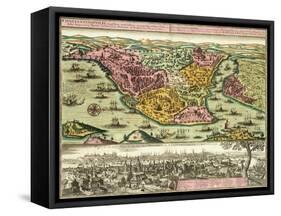 Map of Constantinople, Modern Day Istanbul, 1730, Turkey 18th Century-null-Framed Stretched Canvas