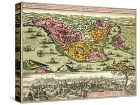 Map of Constantinople, Modern Day Istanbul, 1730, Turkey 18th Century-null-Stretched Canvas