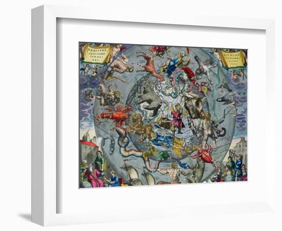 Map of Constellations, Northern Hemisphere, The Celestial Atlas, or the Harmony of the Universe-Andreas Cellarius-Framed Giclee Print