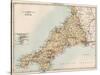 Map of Cornwall, England, 1870s-null-Stretched Canvas