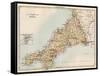 Map of Cornwall, England, 1870s-null-Framed Stretched Canvas
