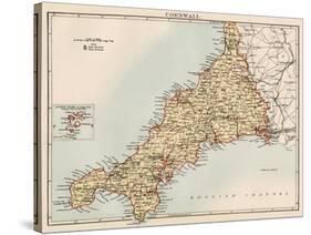 Map of Cornwall, England, 1870s-null-Stretched Canvas