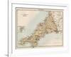 Map of Cornwall, England, 1870s-null-Framed Giclee Print