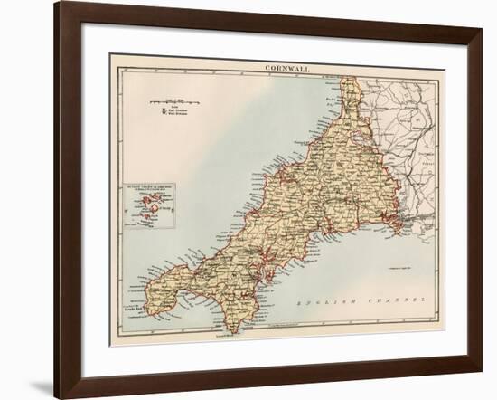 Map of Cornwall, England, 1870s-null-Framed Giclee Print