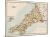 Map of Cornwall, England, 1870s-null-Mounted Giclee Print