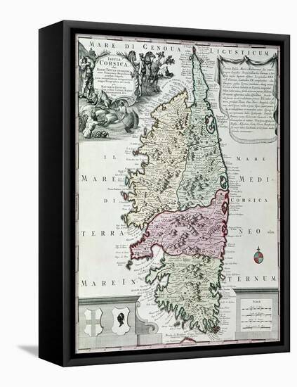 Map of Corsica-Matthaus Seutter-Framed Stretched Canvas