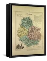 Map of Côte D'Or, France-null-Framed Stretched Canvas