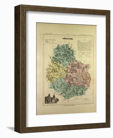 Map of Côte D'Or, France-null-Framed Giclee Print