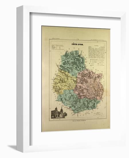 Map of Côte D'Or, France-null-Framed Giclee Print