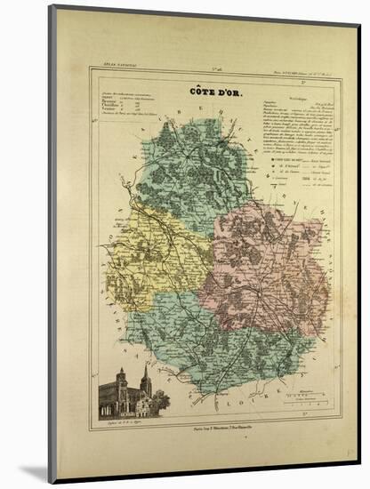 Map of Côte D'Or, France-null-Mounted Giclee Print