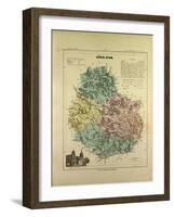 Map of Côte D'Or, France-null-Framed Giclee Print