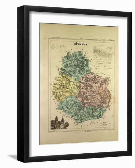 Map of Côte D'Or, France-null-Framed Giclee Print