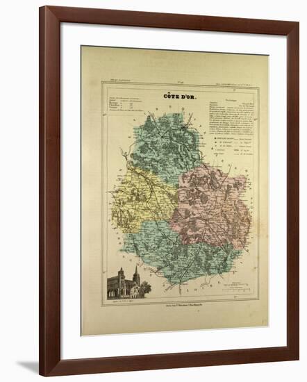 Map of Côte D'Or, France-null-Framed Giclee Print