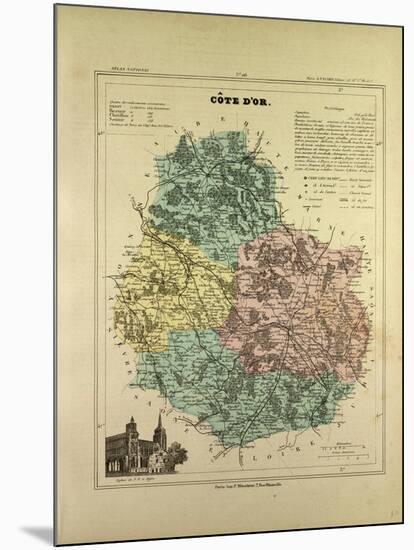 Map of Côte D'Or, France-null-Mounted Giclee Print