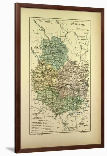 Map of Côte-D'Or, France-null-Framed Giclee Print