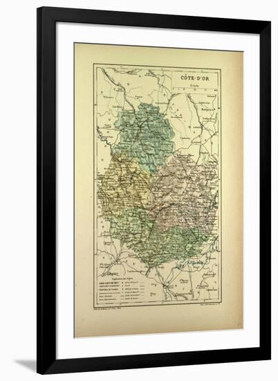 Map of Côte-D'Or, France-null-Framed Premium Giclee Print