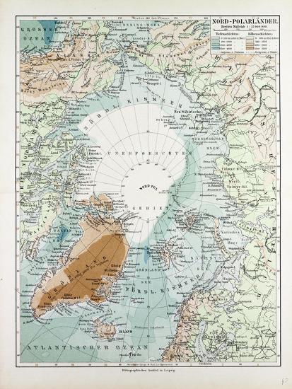 'Map of Countries around the North Pole 1899' Giclee Print | AllPosters.com