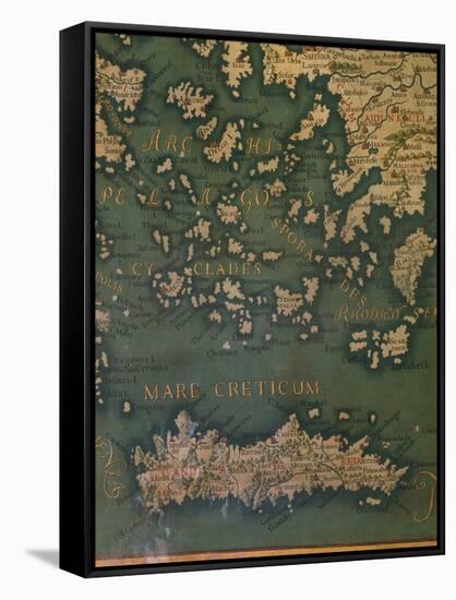 Map of Crete and the Cyclades-Giustino Menescardi-Framed Stretched Canvas