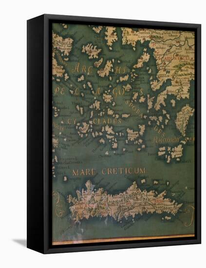 Map of Crete and the Cyclades-Giustino Menescardi-Framed Stretched Canvas