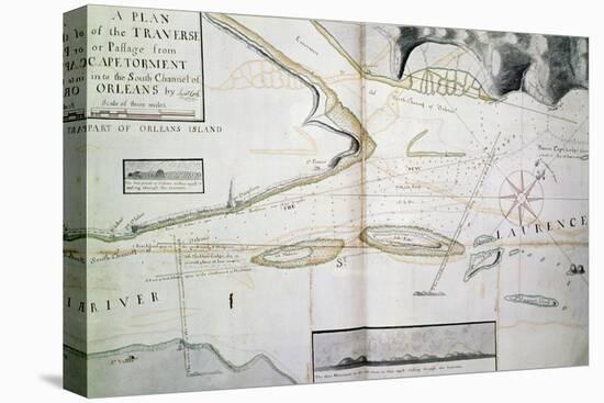 Map of Crossings on Saint Lawrence River Near Quebec-James Cook-Stretched Canvas