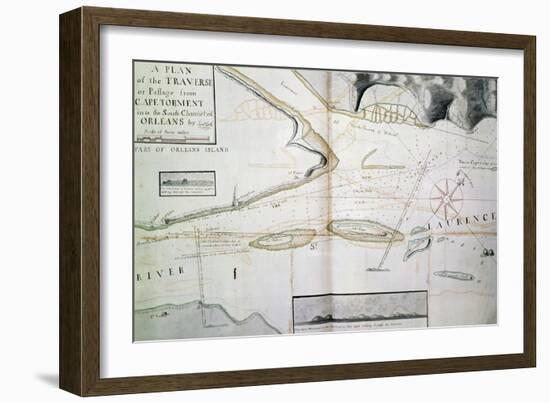 Map of Crossings on Saint Lawrence River Near Quebec-James Cook-Framed Giclee Print