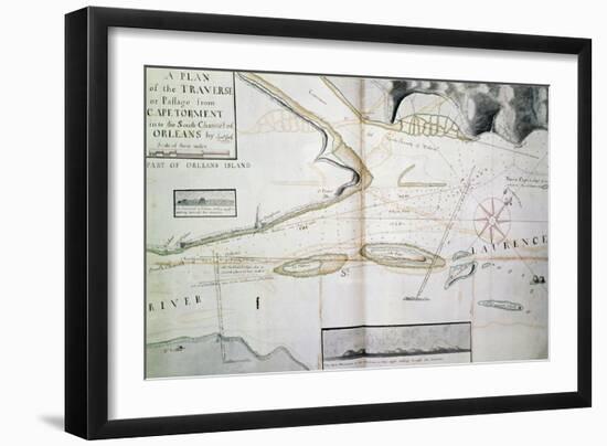 Map of Crossings on Saint Lawrence River Near Quebec-James Cook-Framed Giclee Print
