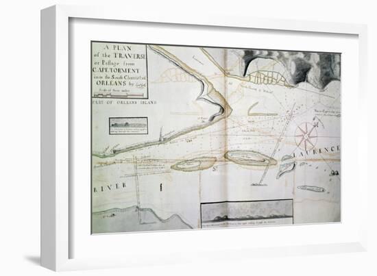 Map of Crossings on Saint Lawrence River Near Quebec-James Cook-Framed Giclee Print