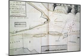 Map of Crossings on Saint Lawrence River Near Quebec-James Cook-Mounted Premium Giclee Print