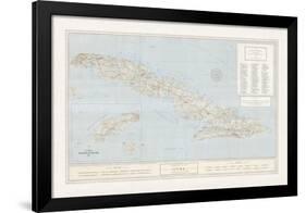 Map of Cuba-The Vintage Collection-Framed Premium Giclee Print