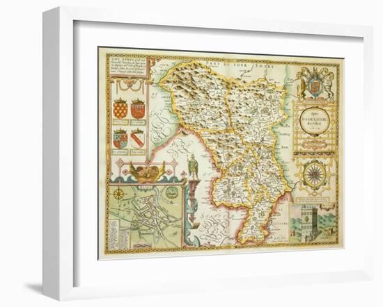 Map Of Darbieshire'. a Map Of the County Of Derbyshire.-null-Framed Giclee Print