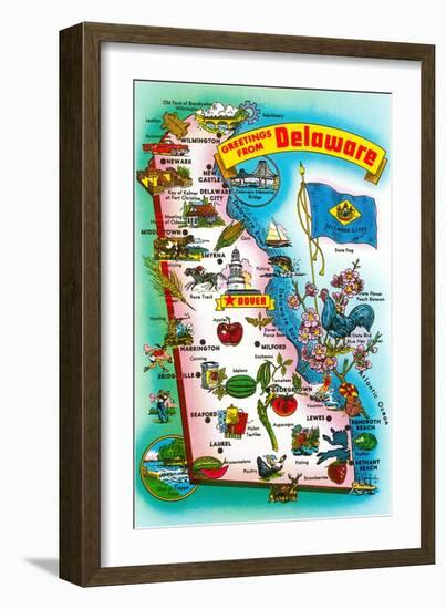 Map of Delaware-null-Framed Art Print