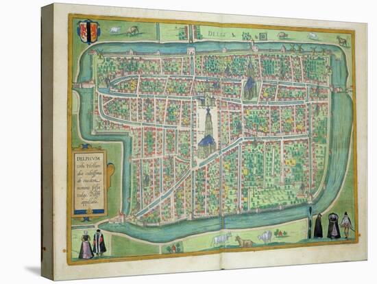 Map of Delft, from Civitates Orbis Terrarum by Georg Braun-Joris Hoefnagel-Stretched Canvas
