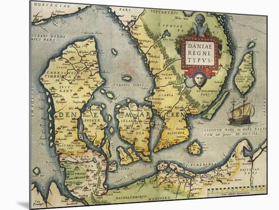Map of Denmark, from Theatrum Orbis Terrarum-null-Mounted Giclee Print
