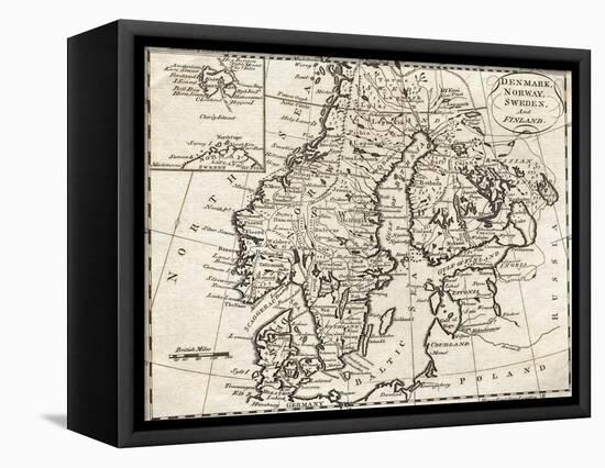 Map of Denmark, Norway, Sweden and Finland-null-Framed Stretched Canvas