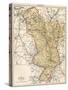 Map of Derbyshire, England, 1870s-null-Stretched Canvas